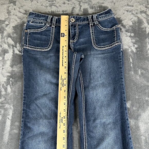 Maurices Jeans Womens 9/10 Long Blue Original Bootcut Thick Stitch Rockabilly - Picture 3 of 10